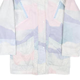 Mens Blue Pink White Abstract Pattern Jacket L Polyester Blend Button Closure