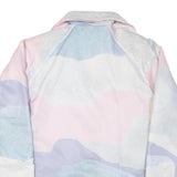 Mens Blue Pink White Abstract Pattern Jacket L Polyester Blend Button Closure