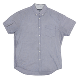 TOMMY HILFIGER Mens Blue Shirt L Cotton Blend Button-Down Collar Short Sleeve
