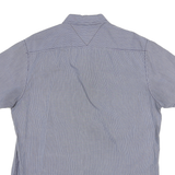 TOMMY HILFIGER Mens Blue Shirt L Cotton Blend Button-Down Collar Short Sleeve