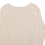 MONSOON Womens Beige Cotton Blend Embroidered Neck Top Long Sleeve Scoop Neck L