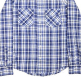 ST DIEGO Mens Blue & White Check Shirt M Casual Cotton Blend Long Sleeve
