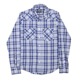 ST DIEGO Mens Blue & White Check Shirt M Casual Cotton Blend Long Sleeve