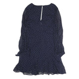 POLO RALPH LAUREN Womens Blue Day Chiffon Floral Long Sleeve Midi Dress M