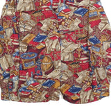 THATS ME Womens Red Printed Blouse Long Sleeve Collared M Vintage Style