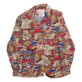 THATS ME Womens Red Printed Blouse Long Sleeve Collared M Vintage Style