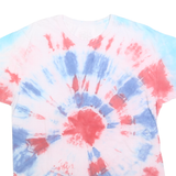 FRUIT OF THE LOOM Mens Blue & Red Tie Dye T-Shirt L Short Sleeve Crew Neck