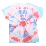 FRUIT OF THE LOOM Mens Blue & Red Tie Dye T-Shirt L Short Sleeve Crew Neck