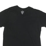 CALVIN KLEIN JEANS Mens Black V-Neck T-Shirt M Cotton Blend Crew Neck Short