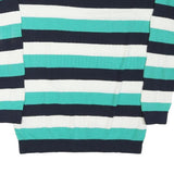 TOMMY HILFIGER Womens Blue & White Striped Patterned Crew Neck Cotton Blend