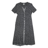 JBS Womens Black Dress Polyester Blend Button Midi L Leaf Pattern