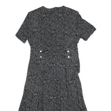 JBS Womens Black Dress Polyester Blend Button Midi L Leaf Pattern