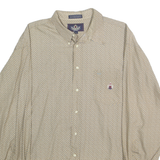 PERRUZO Mens Beige Patterned Cotton Shirt XL Button Collar Casual Smart
