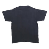 Mens Black Graphic T-Shirt L Short Sleeve Crew Neck Soft Cotton Blend