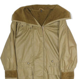 Womens Beige Cotton Blend Coat M Plain Zip Closure Long Sleeve Relaxed Fit