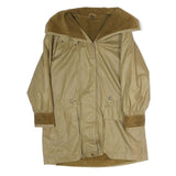 Womens Beige Cotton Blend Coat M Plain Zip Closure Long Sleeve Relaxed Fit