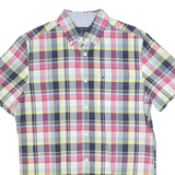 TOMMY HILFIGER Mens Pink & Yellow Short Sleeve Plaid Shirt S Cotton Casual