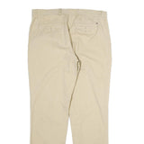 TOMMY HILFIGER Mens Cotton Beige Regular Straight Trousers W34 L33 Classic Zip