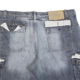 SPF Mens Denim Blue Cargo Shorts XL W38 Cotton Blend Casual Pockets