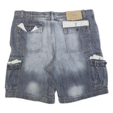 SPF Mens Denim Blue Cargo Shorts XL W38 Cotton Blend Casual Pockets