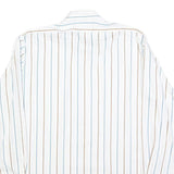 DINO CARINO Mens White & Light Blue Striped Shirt M Cotton Blend Button Collar