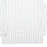 DINO CARINO Mens White & Light Blue Striped Shirt M Cotton Blend Button Collar
