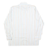 DINO CARINO Mens White & Light Blue Striped Shirt M Cotton Blend Button Collar