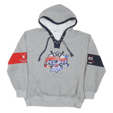 ATTICA Mens Grey Hockey Logo Pullover Hoodie L Lace-Up Neck Sports Sweatshirt