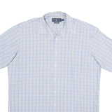 RALPH LAUREN Mens Blue & Cream Check Short Sleeve Shirt L Classic Fit Cotton
