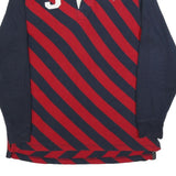 OLD NAVY Mens Blue & Red Striped Long Sleeve Rugby Polo Shirt L Casual Cotton
