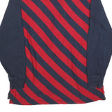 OLD NAVY Mens Blue & Red Striped Long Sleeve Rugby Polo Shirt L Casual Cotton