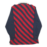 OLD NAVY Mens Blue & Red Striped Long Sleeve Rugby Polo Shirt L Casual Cotton