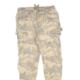 FSBN Mens Cotton Blend Beige Camouflage Slim Cargo Trousers W30 L30 Casual Urban