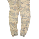 FSBN Mens Cotton Blend Beige Camouflage Slim Cargo Trousers W30 L30 Casual Urban