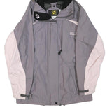 JACK WOLFSKIN Womens Grey & Pink Outdoor Jacket S Polyester Blend Zip Hooded