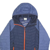 COLUMBIA Womens Blue & Navy Hooded Zip Jacket S Polyester Outdoor Casual Warm