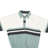 CLASSICS Mens White & Green Colourblock Short Sleeve Polo Shirt M Casual Sport