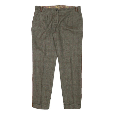 Womens Wool Blend Grey Slim Straight Trousers W32 L28 Elegant Classic Workwear