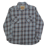 OUTDOOR LIFE Mens Blue & Brown Check Shirt L Cotton Blend Long Sleeve Button