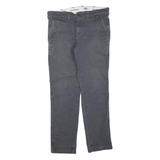DICKIES Mens Regular Fit Straight Cotton Blend Grey Zip Jeans W32 L30 Workwear