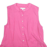 TOMMY HILFIGER Womens Pink Sleeveless Shirt Round Neck Plain UK 10 Cotton Blend