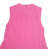 TOMMY HILFIGER Womens Pink Sleeveless Shirt Round Neck Plain UK 10 Cotton Blend