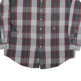 TOMMY HILFIGER Mens Grey & Maroon Check Shirt L Button Down Casual Cotton