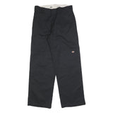 DICKIES Mens Cotton Blend Black Loose Fit Straight Leg Trousers W30 L30 Workwear