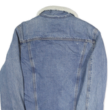 LEVI'S Mens Blue Denim Sherpa Collar Jacket S Cotton Button Plain Classic