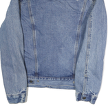 LEVI'S Mens Blue Denim Sherpa Collar Jacket S Cotton Button Plain Classic