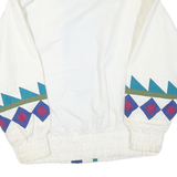 Womens White Blue Turquoise & Purple Geometric Pattern Zip Jacket XL Polyester