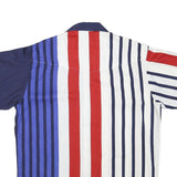 ROPER Mens Blue Red & White Striped Button Short Sleeve Shirt L Cotton Blend