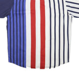 ROPER Mens Blue Red & White Striped Button Short Sleeve Shirt L Cotton Blend