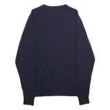 TOMMY HILFIGER Mens Navy Plain Wool Jumper Crew Neck Basic Knit XL Classic